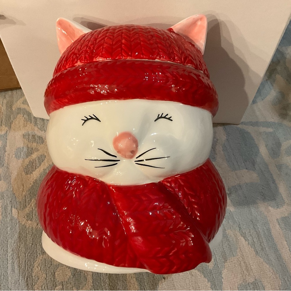 Christmas Sweater Cat Jar RARE